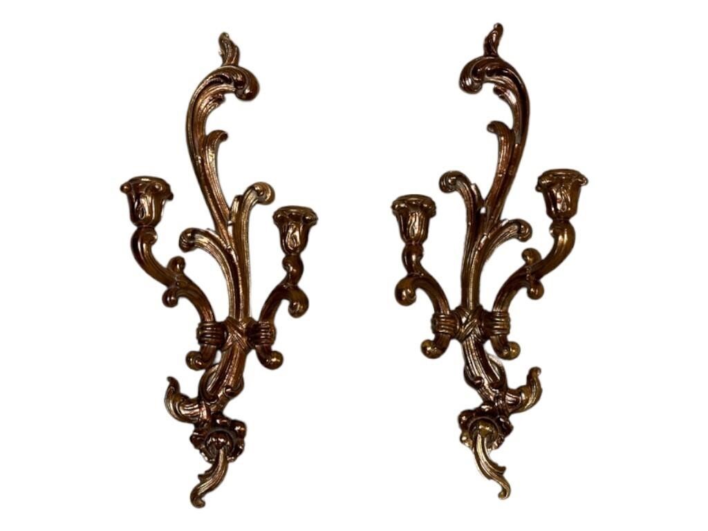 (2) Vintage Syroco Wall Sconces w/ Candle Holders