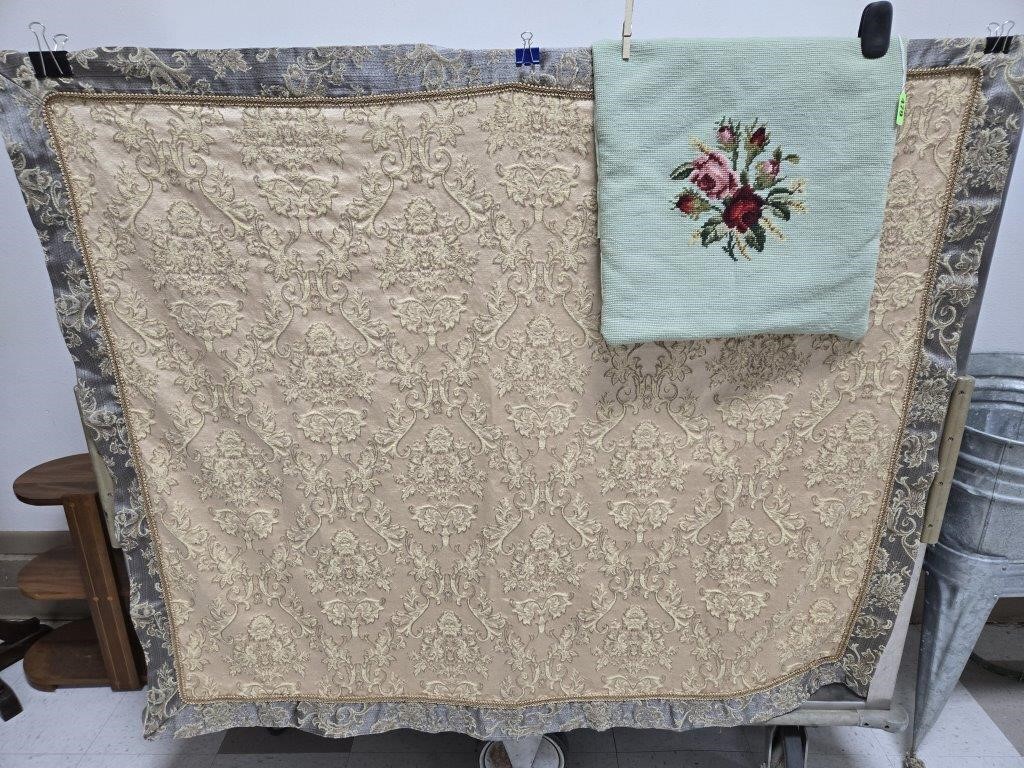 Needlepoint Pillow Cover & 56" x 46" Throw