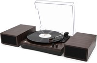 Vinyl Record Player  3-Speed  Dark Brown Wood