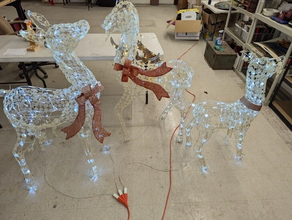 Vintage Hard Plastic Light Up Deer Family