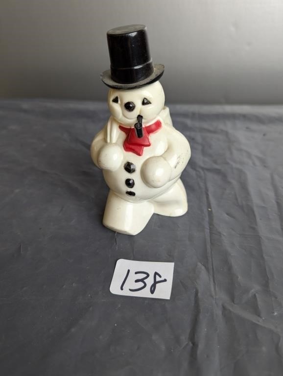 Snowman Candy Container- Rosbro 1950"s