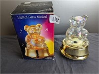 Lighted Glass Musical Bear