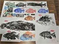 COLLECTION OF GYOTAKU FISH RUBBINGS