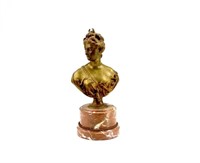FRENCH BRONZE BUST ON MARBLE BASE
