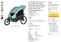 W4017  Aosom Kids 3 In1 Bike Trailer  Stroller B