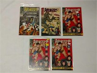 5 The Avengers comics. Including: 36, 37, 38 (x3)