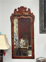 Super Nice Chinese Red Chinoiserie Wall Mirror