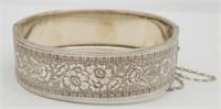B.O.B STERLING HINGED BANGLE WITH FLOWER
