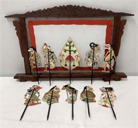 Indonesian Shadow Puppets, Carved Wood Screen