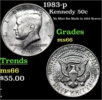 1983-p Kennedy Half Dollar 50c Grades GEM+ Unc