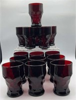 15 Ruby Red Thumb Print Glasses