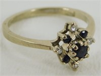 Genuine Blue Sapphire and Diamond Ring - 10KT,