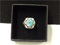 Antique 14k Gold Ring With Blue Zircon Stone