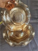 3 Peach luster Glass Serving Bowls