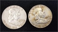 1958 & 1959D Franklin Half Dollars