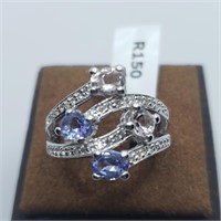 $200 Silver Tanzanite And Pink Morganite(5.1ct) Ri