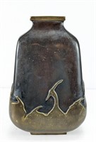 Bronze Vase w/ Herons Overlay