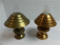 2 MINIATURE PEDESTAL OIL LAMPS