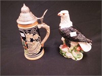 9 1/2" German beer stein with raised family