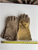 Two pairs of leather welding gloves