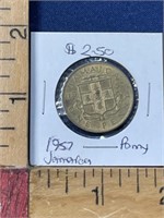1957 Jamaica penny coin