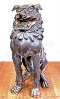 Chinese Bronze Temple Guardian Dog Sculpture