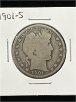 Semi Key Date* 1901-S Barber Half Dollar