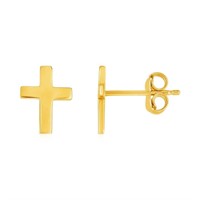 14k Gold Post Earrings With Crosses