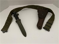 Army Belt, Leather Holster & Knife