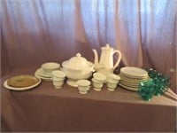 GROUP OF MISC DISHES, & GLASSWARE IRONSTONE
