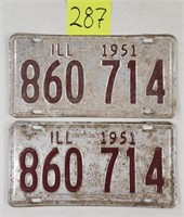 Illinois 1951 License Plates