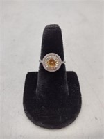 .925 Marked Round 3.30ct Yellow Designer Ring