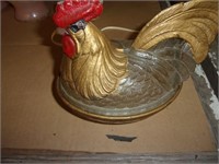 Hen on nest and  2 bowls