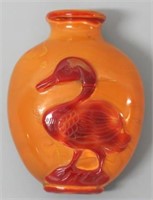 UNUSUAL CARVED GLASS SNUFF BOTTLE