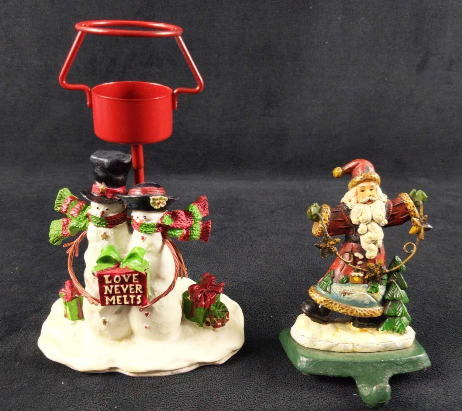 Christmas Snowman Candle Holder Santa Stocking Han