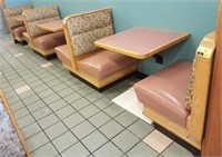 Small diner banquets, table attached to wall