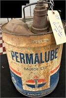 old advertising Permalube 5 gal gas can oil co