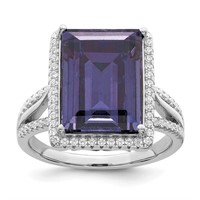 Sterling Silver- Blue Crystal Design Ring