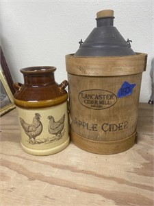Stoneware Milk Can 7"H & Apple Cider Jug