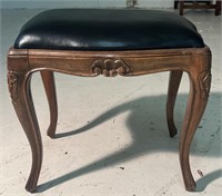 Carved Wooden Padded Foot Stool