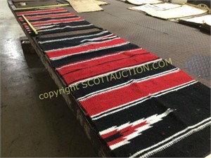 2 Red and black saddle blanket rugs, labeled