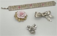 3 Brooches & A Bracelet
