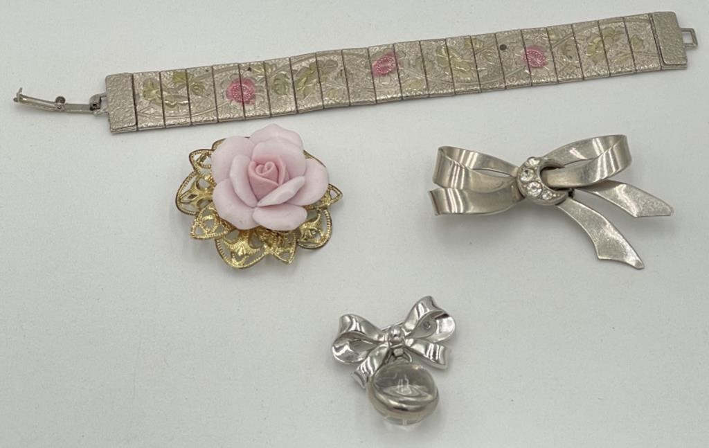 3 Brooches & A Bracelet