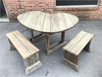 Kidney Shaped Picnic Table w/2 Benches