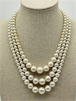 1950's MIJ 3-Strand Faux Pearl Necklace