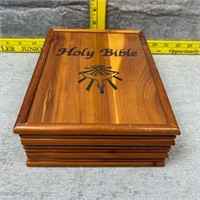Holy Bible Wood Box with Bible