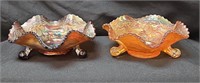 (2) Fenton #1607 Little Fishes Footed Bowls