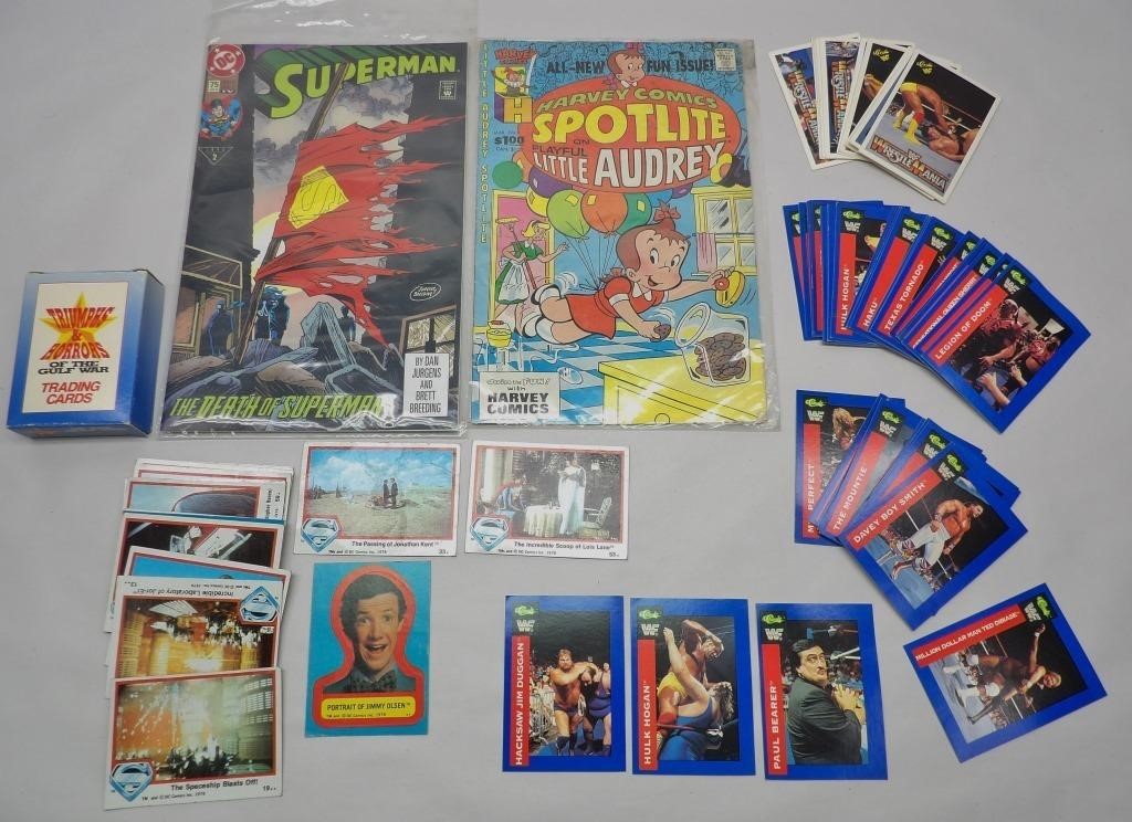 WWF, Superman, Gulf War Trading Cards, 2 Comics