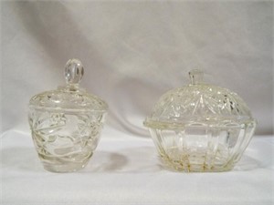 Vintage Clear Glass Covered Candy Dishes