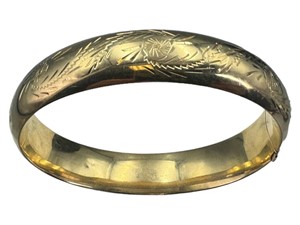 Victorian Style 14k Hollow Engraved Bangle